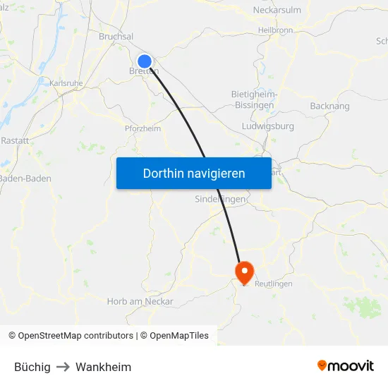 Büchig to Wankheim map