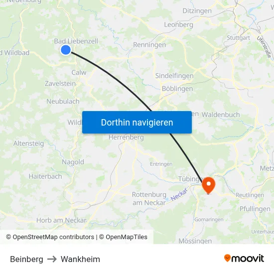 Beinberg to Wankheim map