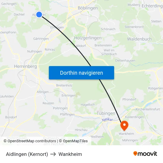 Aidlingen (Kernort) to Wankheim map