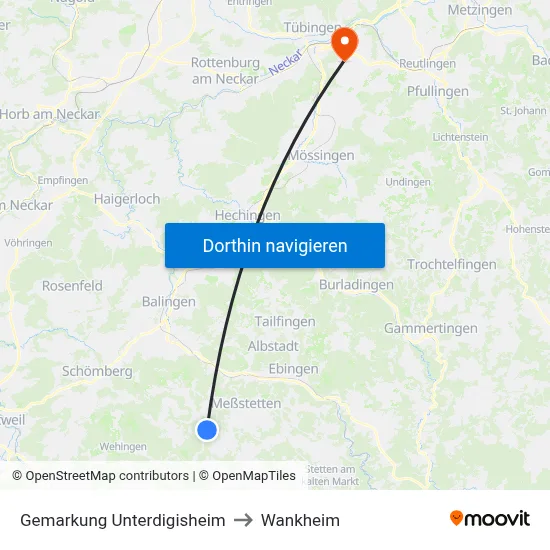 Gemarkung Unterdigisheim to Wankheim map