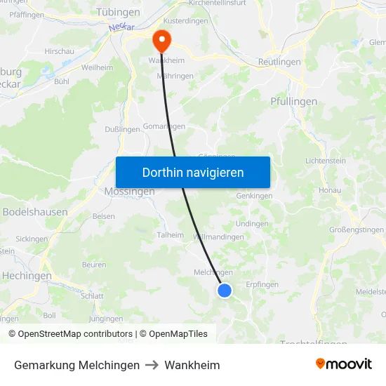 Gemarkung Melchingen to Wankheim map