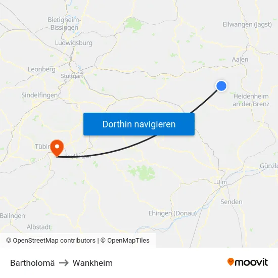 Bartholomä to Wankheim map
