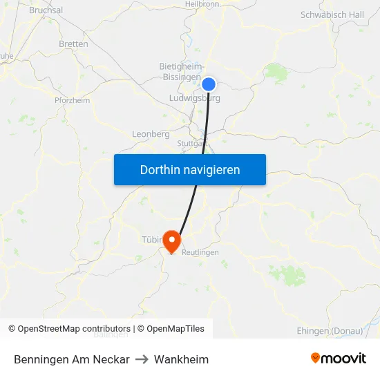 Benningen Am Neckar to Wankheim map