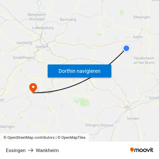 Essingen to Wankheim map