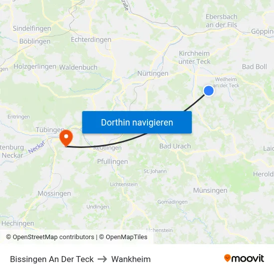Bissingen An Der Teck to Wankheim map