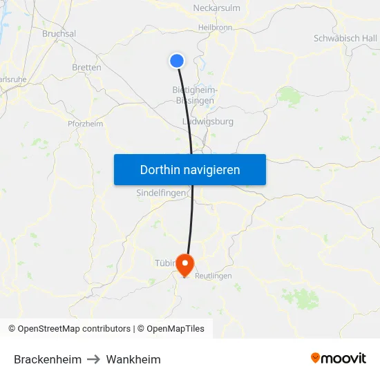 Brackenheim to Wankheim map
