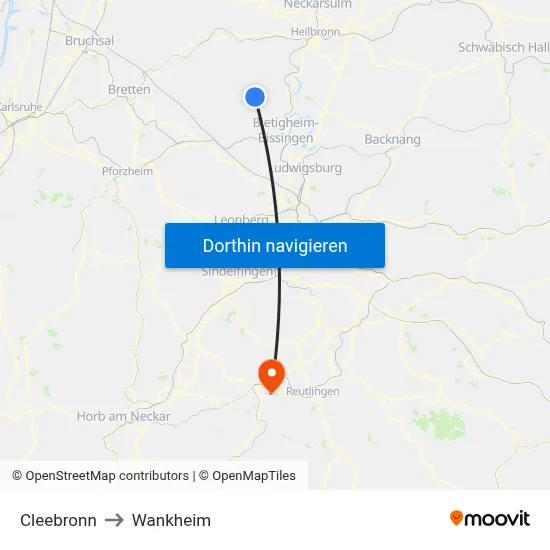 Cleebronn to Wankheim map