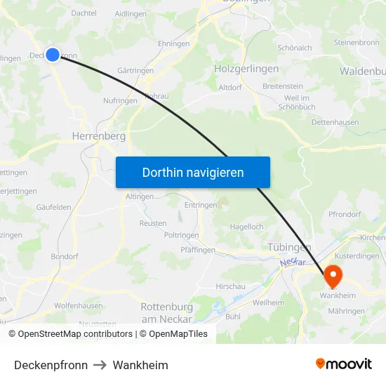 Deckenpfronn to Wankheim map