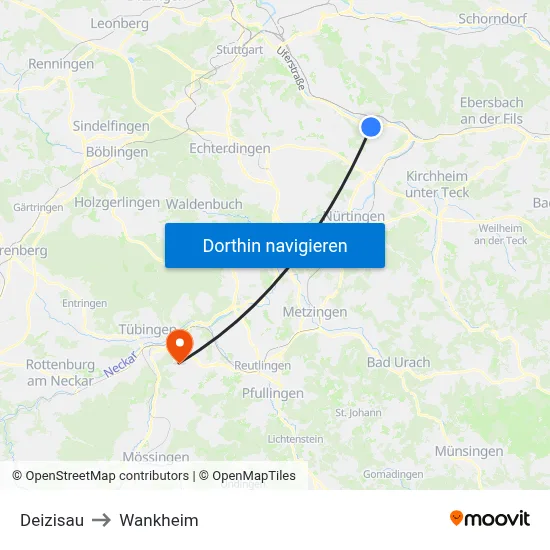 Deizisau to Wankheim map