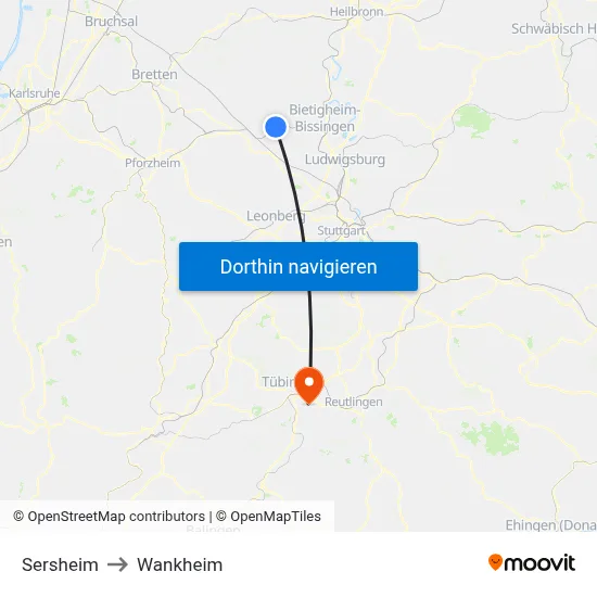 Sersheim to Wankheim map