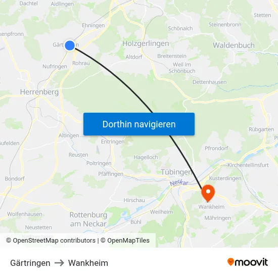 Gärtringen to Wankheim map