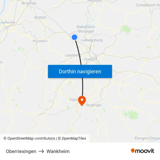 Oberriexingen to Wankheim map