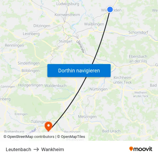 Leutenbach to Wankheim map