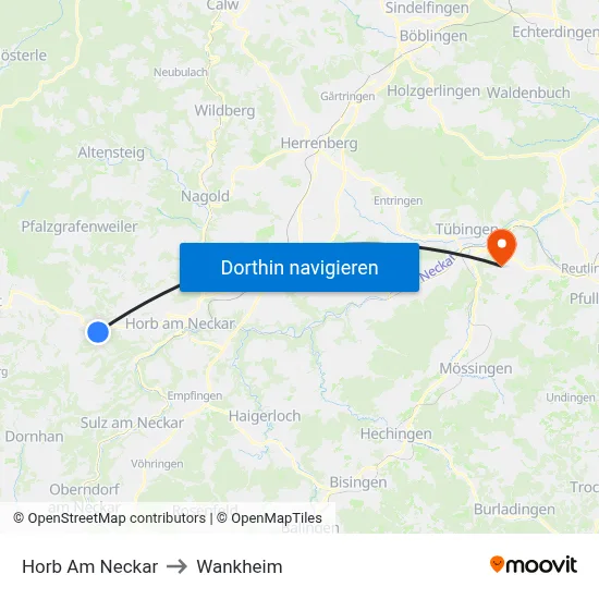 Horb Am Neckar to Wankheim map