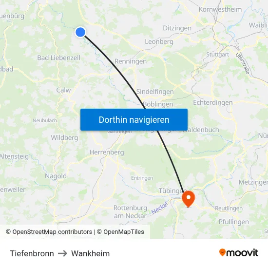 Tiefenbronn to Wankheim map