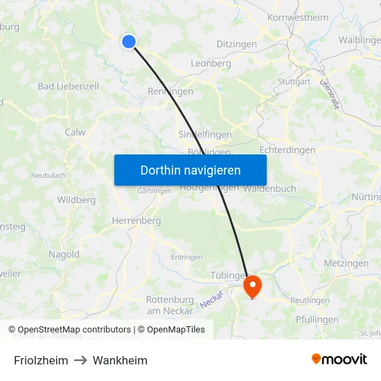 Friolzheim to Wankheim map