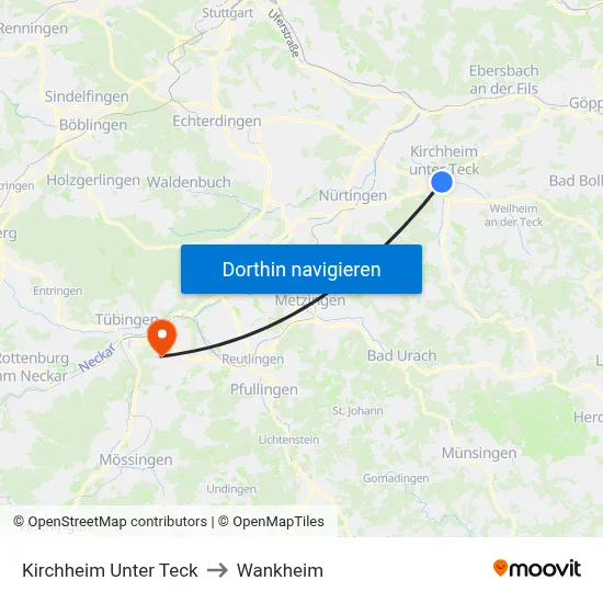 Kirchheim Unter Teck to Wankheim map