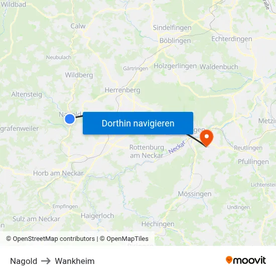 Nagold to Wankheim map