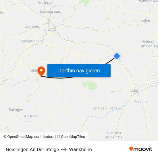Geislingen An Der Steige to Wankheim map