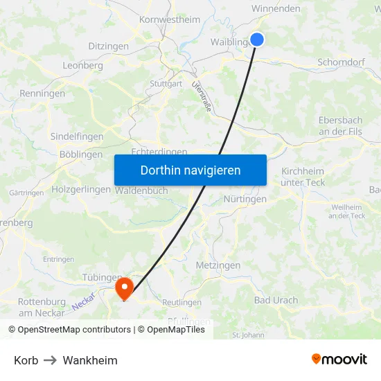 Korb to Wankheim map