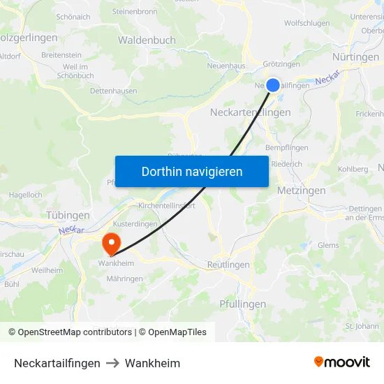 Neckartailfingen to Wankheim map