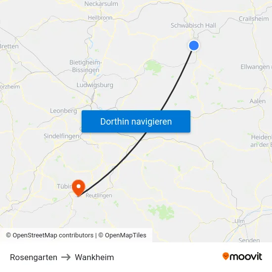 Rosengarten to Wankheim map