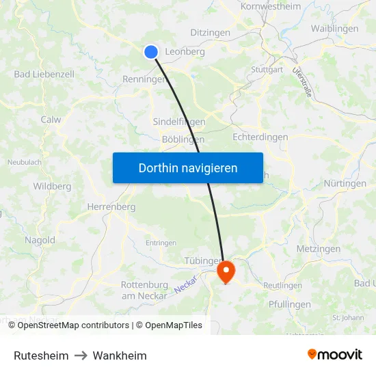 Rutesheim to Wankheim map