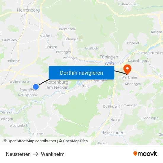 Neustetten to Wankheim map