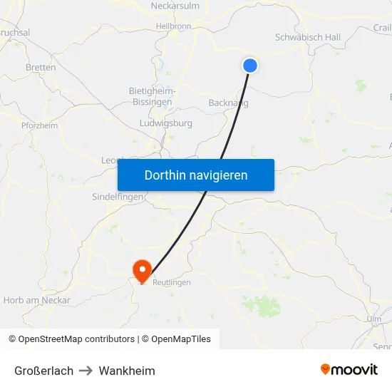Großerlach to Wankheim map