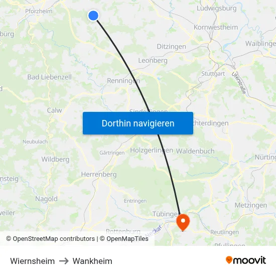 Wiernsheim to Wankheim map