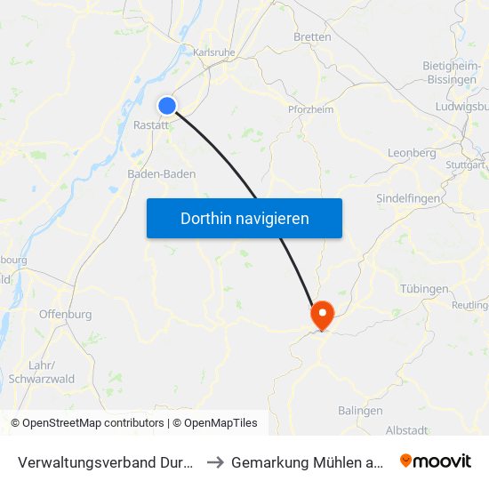 Verwaltungsverband Durmersheim to Gemarkung Mühlen am Neckar map