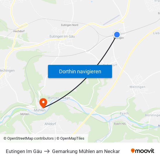 Eutingen Im Gäu to Gemarkung Mühlen am Neckar map