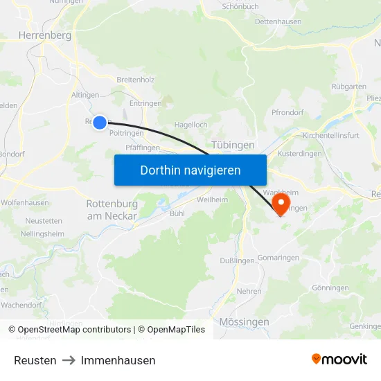 Reusten to Immenhausen map