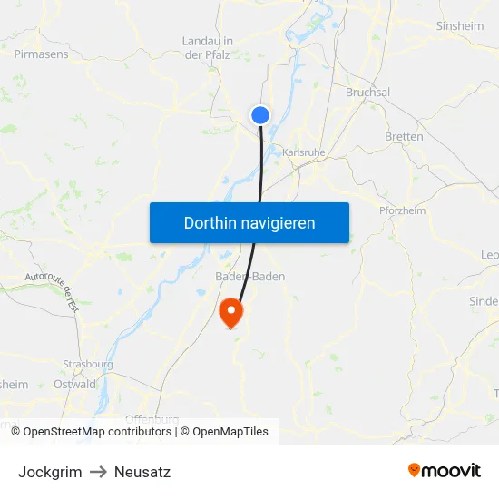 Jockgrim to Neusatz map