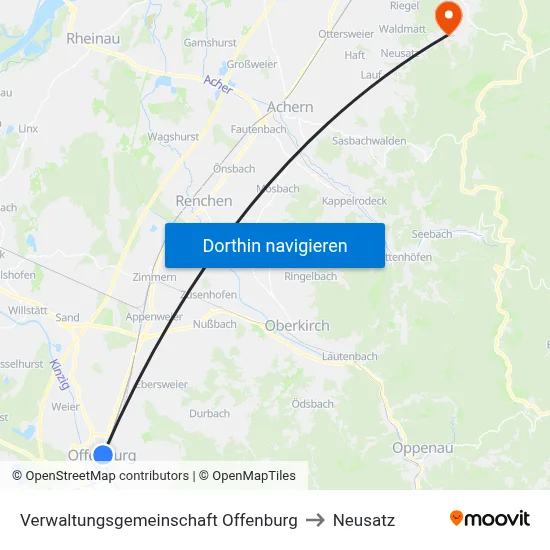 Verwaltungsgemeinschaft Offenburg to Neusatz map