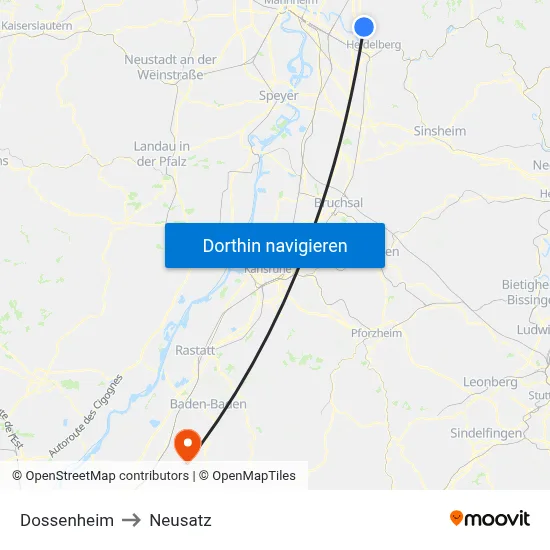 Dossenheim to Neusatz map