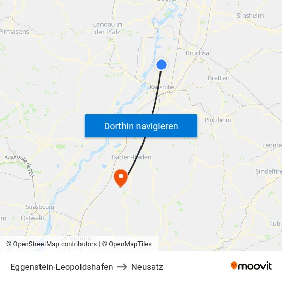 Eggenstein-Leopoldshafen to Neusatz map