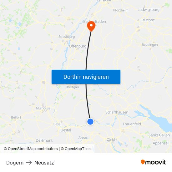 Dogern to Neusatz map