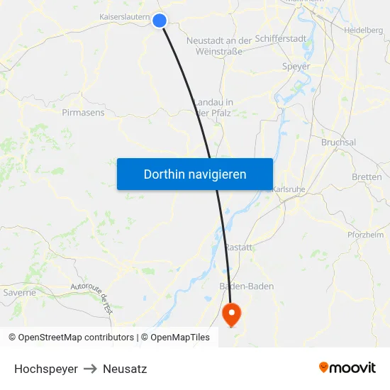 Hochspeyer to Neusatz map