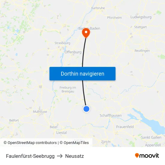 Faulenfürst-Seebrugg to Neusatz map