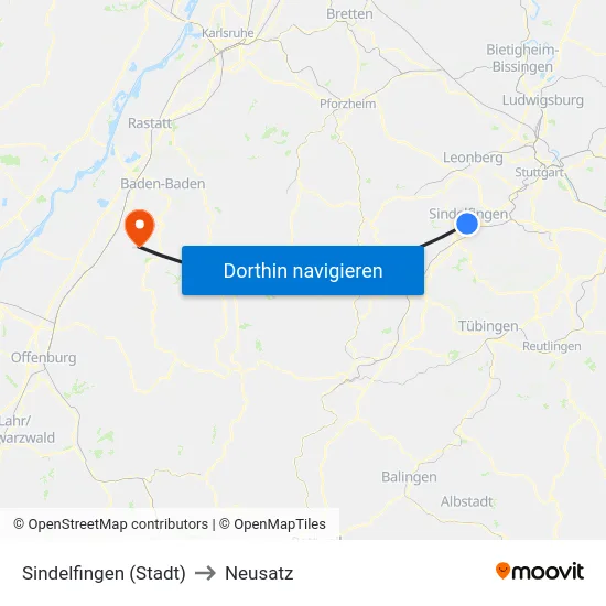 Sindelfingen (Stadt) to Neusatz map