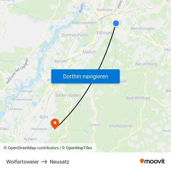 Wolfartsweier to Neusatz map
