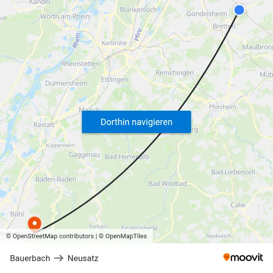 Bauerbach to Neusatz map