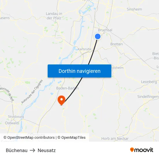 Büchenau to Neusatz map