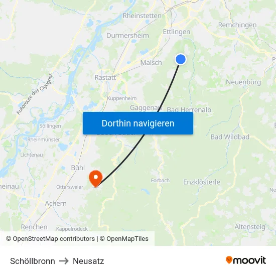 Schöllbronn to Neusatz map