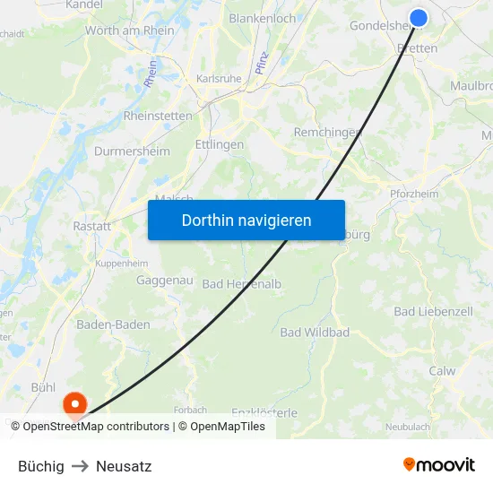 Büchig to Neusatz map
