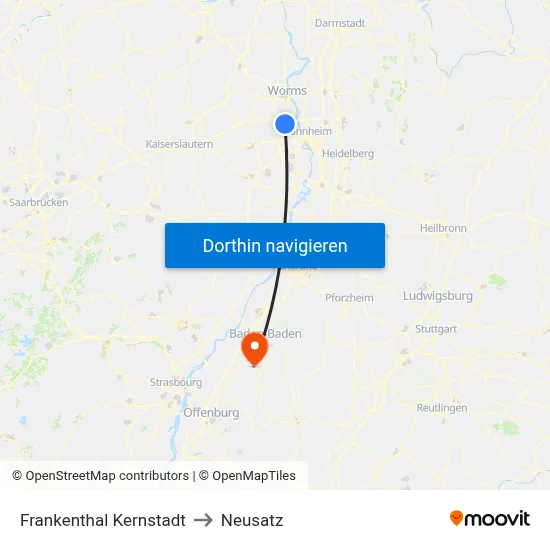 Frankenthal Kernstadt to Neusatz map