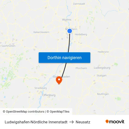 Ludwigshafen-Nördliche Innenstadt to Neusatz map