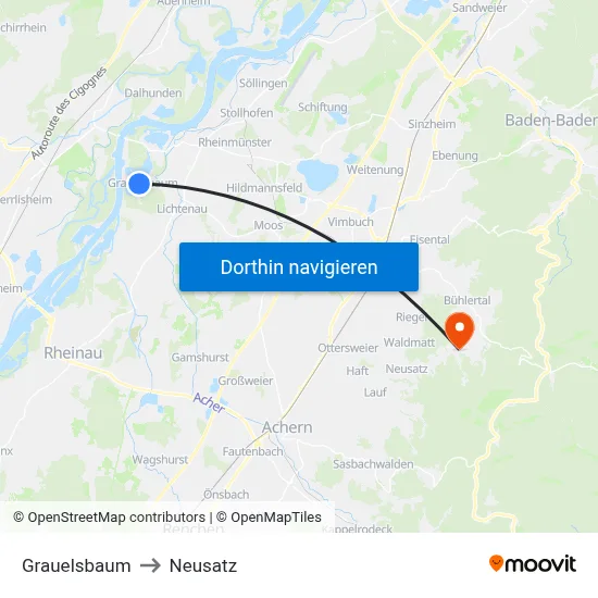 Grauelsbaum to Neusatz map