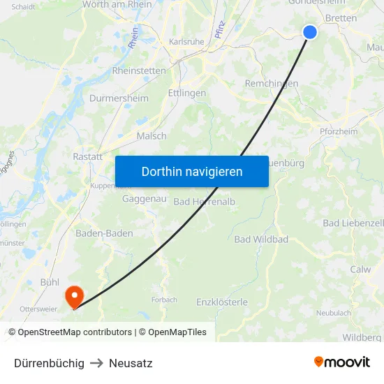 Dürrenbüchig to Neusatz map